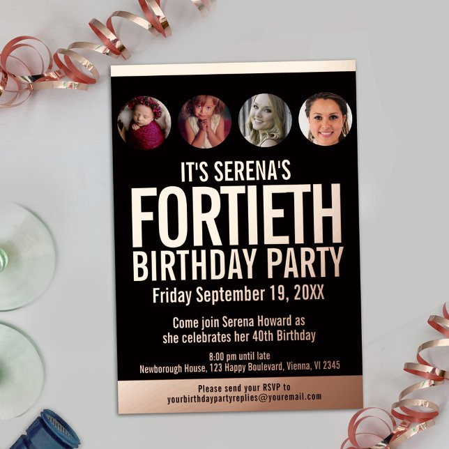 40th Birthday black rose gold photo circles (Creator Uploaded)