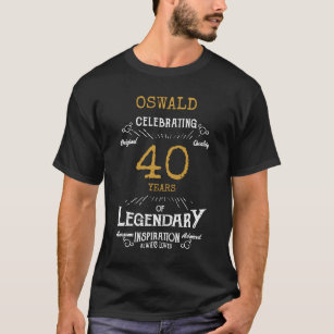 40th Birthday Black White Gold Mens T-Shirt