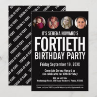 40th Birthday black white photo circles