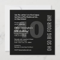 40th Birthday Black White Red FOUR OH Ver 02