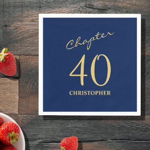 40th Birthday Blue Gold Chapter 40 Napkin