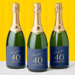 40th Birthday Blue Gold Chapter 40 Sparkling Wine Label<br><div class="desc">Add a touch of sparkle to your loved one's 40th birthday celebration with these gorgeous Blue Gold sparkling wine bottle labels. Perfect for that finishing touch to a party.</div>