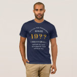 40th Birthday Blue White Gold Elegant Name Year T-Shirt<br><div class="desc">A personalised design for that birthday celebration. Add the name and year to this vintage retro style design for a custom birthday gift. Easily edit the name and year with the template provided. A wonderful custom birthday gift. More gifts and party supplies for that party celebration available in the store....</div>