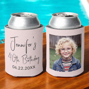 40th Birthday Blush Pink Instagram Photo Can Cooler