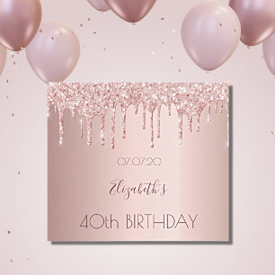 40th birthday blush rose gold glitter drips name sparkling wine label
