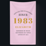 40th Birthday Born 1983 Add Name Pink Gray Banner<br><div class="desc">Personalized Birthday add your name and year banner. Edit the name and year with the template provided. A wonderful custom birthday party accessory. More gifts and party supplies available with the "setting standards" design in the store.</div>
