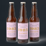 40th Birthday Born 1983 Add Name Pink Gray Beer Bottle Label<br><div class="desc">Personalized Birthday add your name and year beer label. Edit the name and year with the template provided. A wonderful custom pink birthday party item. More gifts and party supplies available with the "setting standards" design in the store.</div>