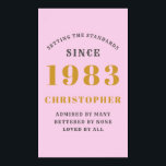 40th Birthday Born 1983 Add Name Pink Gray Poster<br><div class="desc">Personalized Birthday add your name and year poster. Edit the name and year with the template provided. A wonderful custom birthday party accessory. More gifts and party supplies available with the "setting standards" design in the store.</div>