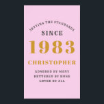 40th Birthday Born 1983 Add Name Pink Gray Poster<br><div class="desc">Personalized Birthday add your name and year poster. Edit the name and year with the template provided. A wonderful custom birthday party accessory. More gifts and party supplies available with the "setting standards" design in the store.</div>
