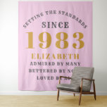 40th Birthday Born 1983 Add Name Pink Grey Large Tapestry<br><div class="desc">Personalised Birthday add your name and year tapestry. Edit the name and year with the template provided. A wonderful custom birthday party accessory. More gifts and party supplies available with the "setting standards" design in the store.</div>