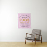 40th Birthday Born 1983 Add Name Pink Grey Tapestry<br><div class="desc">Personalised Birthday add your name and year tapestry. Edit the name and year with the template provided. A wonderful custom birthday party accessory. More gifts and party supplies available with the "setting standards" design in the store.</div>