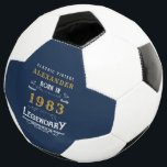 40th Birthday Born 1983 Monogram Name Legend Soccer Ball<br><div class="desc">Birthday vintage design "Original Quality Legendary Inspiration" soccer ball. Add the name and year as desired in the template fields creating a unique birthday celebration item. Team this up with the matching gifts,  party accessories,  and clothing available in our store www.zazzle.com/store/thecelebrationstore</div>