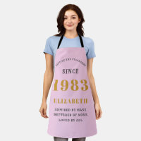 40th Birthday Born 1983 Pink Grey Lady's Apron