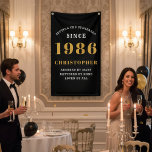 40th Birthday Born 1984 Add Name Black Gold Banner<br><div class="desc">40th Birthday Party Wall Banner - Customisable Black and Gold Decorative Piece. Celebrate an impressive milestone with our 40th Birthday Party Wall Banner. This one-of-a-kind black and gold banner is not just a decoration, it's a statement piece. Customisable to your preferences, it's an elegant and fun way to mark the...</div>