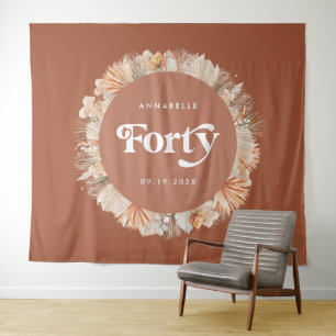 40th Birthday botanical pampas grass terracotta Tapestry