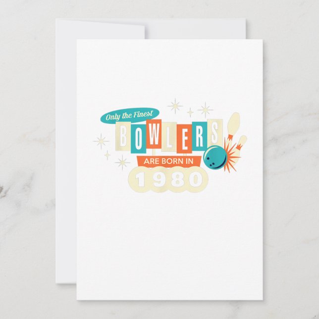 40th Birthday Bowler Funny Bowling 1980 Vintage Invitation (Front)