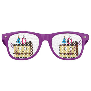40th Birthday Cake with Candles Chocolate icing Retro Sunglasses