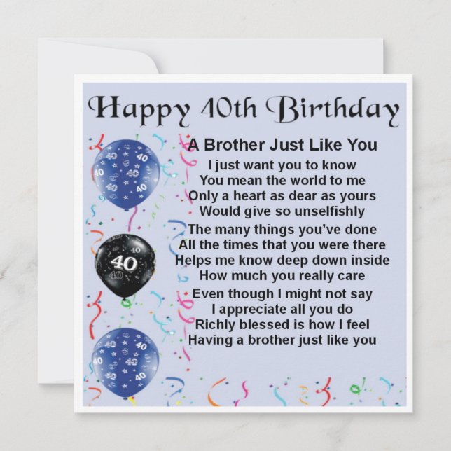 40th Birthday Card - Brother (Front)