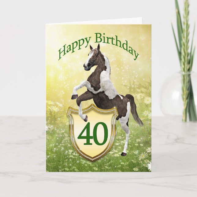 40th birthday card with a rearing horse (Front)