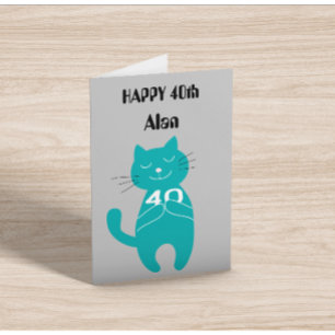 40th birthday cat 40 years simple name card cats