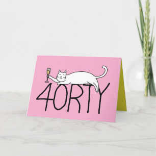 40th birthday cat celebration 40 years forty thank you card