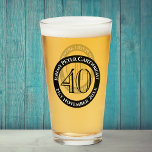 40th Birthday Celebration Glass<br><div class="desc">40th Birthday Celebration beer glass or drinks glass with the name and birthday.</div>
