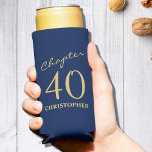 40th Birthday Chapter 40 Blue Gold Seltzer Can Cooler<br><div class="desc">Add a touch of sparkle to your loved one's 40th birthday celebration with these gorgeous Blue Gold can coolers. Perfect for that finishing touch to a party.</div>