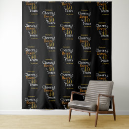 40th Birthday Cheers and Beers Backdrop Tapestry