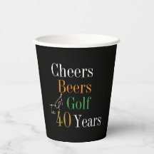 40th Birthday Cheers and Beers Golf Black and Gold