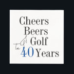 40th Birthday Cheers and Beers Golf Party Napkin<br><div class="desc">This is a cool and modern, 40th birthday, golf party design. It is a simple, minimal design, in classic blue and black typography. Perfect for a cool and fun, golf and beer themed, 40th birthday party. This design is fully customisable, simply use the personalise this button to change the age,...</div>