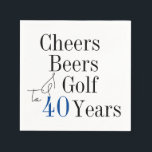 40th Birthday Cheers and Beers Golf Party Napkin<br><div class="desc">This is a cool and modern, 40th birthday, golf party design. It is a simple, minimal design, in classic blue and black typography. Perfect for a cool and fun, golf and beer themed, 40th birthday party. This design is fully customisable, simply use the personalise this button to change the age,...</div>