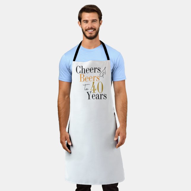 40th Birthday Cheers and Beers Minimal Apron (Worn)