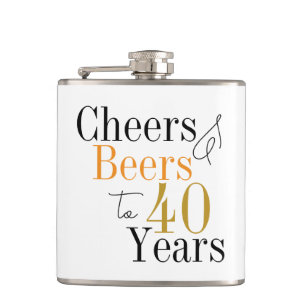 40th Birthday Cheers and Beers Minimal Hip Flask