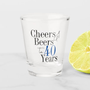40th Birthday Cheers and Beers Navy Blue Party Shot Glass