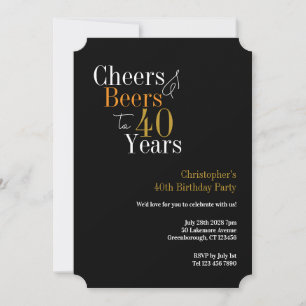 40th Birthday Cheers and Beers Party Invitation