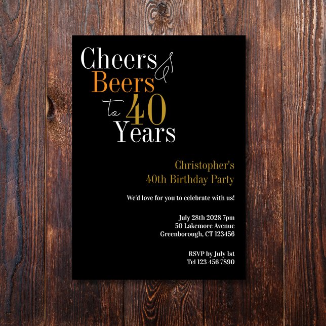 40th Birthday Cheers and Beers Party Invitation (Creator Uploaded)