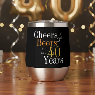 40th Birthday Cheers Beers Black Gold Party