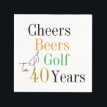 40th Birthday Cheers Beers Golf Birthday Party Napkin<br><div class="desc">This is a cool and modern, 40th birthday, golf party design. It is a simple, design, in black and white typography with orange, green and gold. Perfect for a cool and fun, golf and beer themed, 40th birthday party. This design is fully customisable, simply use the personalise this button to...</div>