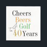 40th Birthday Cheers Beers Golf Birthday Party Napkin<br><div class="desc">This is a cool and modern, 40th birthday, golf party design. It is a simple, design, in black and white typography with orange, green and gold. Perfect for a cool and fun, golf and beer themed, 40th birthday party. This design is fully customisable, simply use the personalise this button to...</div>