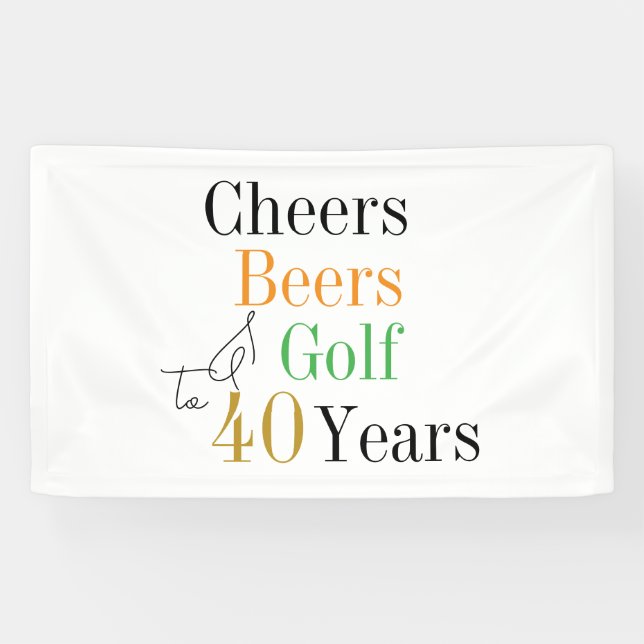 40th Birthday Cheers Beers Golf Party Banner (Horizontal)