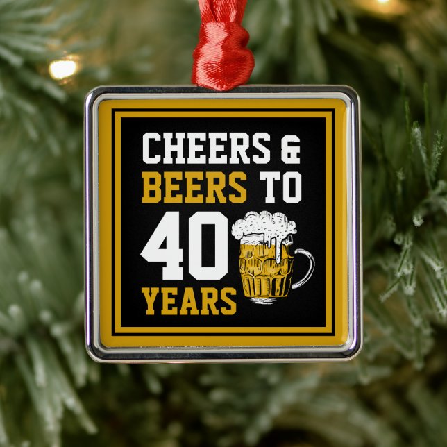 40th Birthday Cheers & Beers to 40 Years Metal Tree Decoration (Tree)