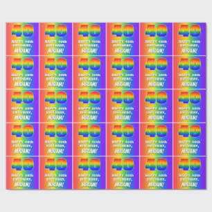 40th Birthday: Colourful, Fun Rainbow Pattern # 40 Wrapping Paper