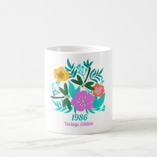 40th birthday colourful modern floral elegant coffee mug