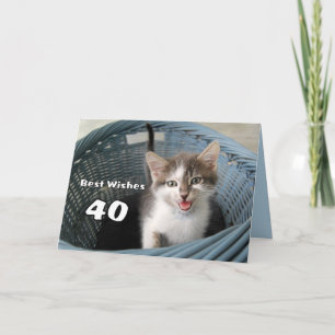 40th Birthday Crazy Kitten Card