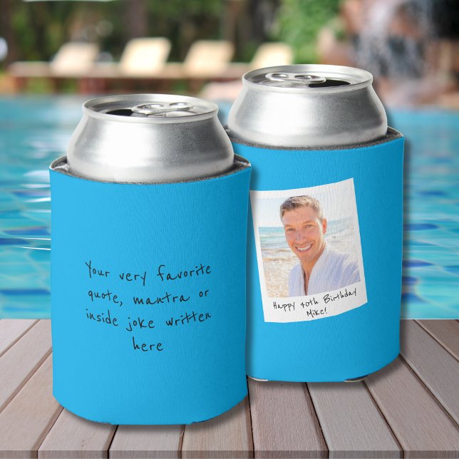 40th Birthday Create Your Own Blue Can Cooler (Creator Uploaded)