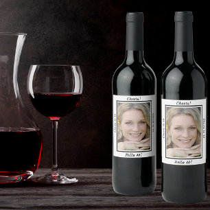 40th birthday custom photo cheers to 40 wine label