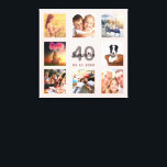 40th birthday custom photo collage rose gold name canvas print<br><div class="desc">A unique 40th birthday gift or keepsake, celebrating her life with a collage of 8 of your photos. Add images of her family, friends, pets, hobbies or dream travel destination. Personalise and add a name, age 40 and a date. Grey and black coloured letters. A chic girly and feminine rose...</div>
