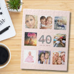 40th birthday custom photo rose gold blush pink jigsaw puzzle<br><div class="desc">A unique 40th birthday gift or keepsake, celebrating her life with a collage of 8 of your photos. Add images of her family, friends, pets, hobbies or dream travel destination. Personalize and add a name, age 40 and a date. Gray and dark rose gold colored letters. Elegant and trendy blush...</div>