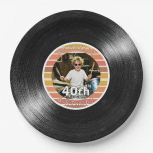 40th Birthday Custom Photo Vinyl Record Paper Plate