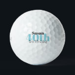 40th Birthday Custom Turquoise Titleist Pro V1 Golf Balls<br><div class="desc">"40"  or any age.  Personalised.  Turquoise and black text.</div>